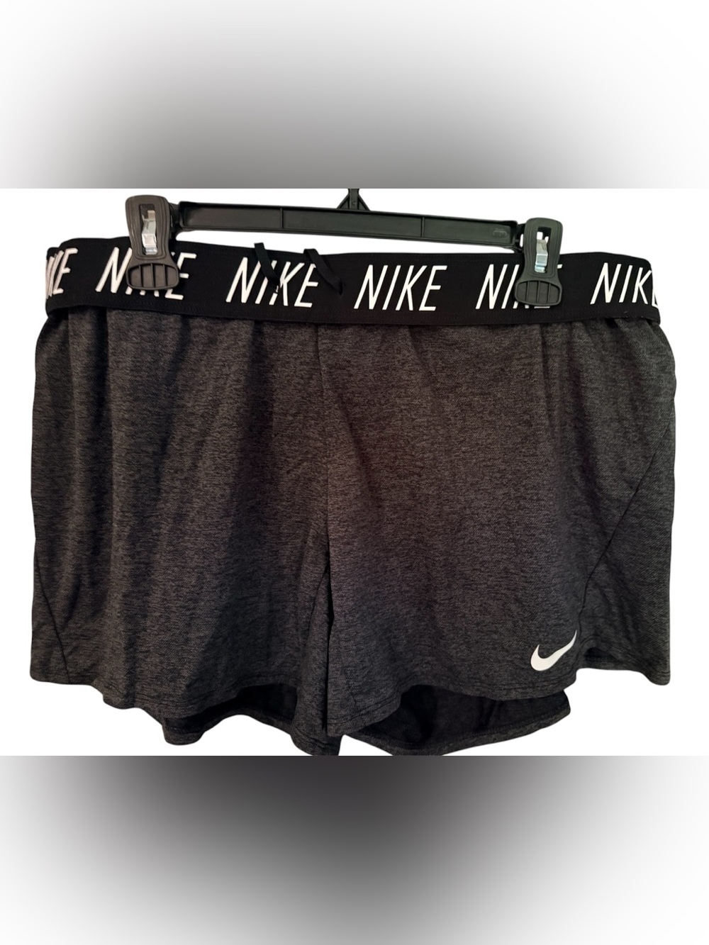 Nike Women’s Black Heather Tempo Shorts with Branded Waistband Sz. XL NWT